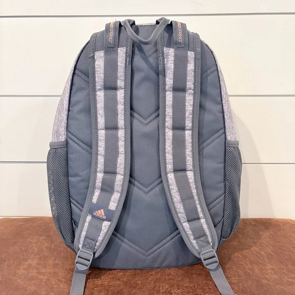 Adidas Gray Backpack Rose Gold Logo School Travel Laptop Bag - Picture 3 of 9